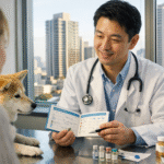 飼い主様に説明をする獣医師